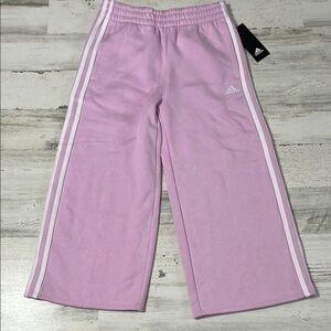adidas Kids Pink Sweatpants with White Stripes